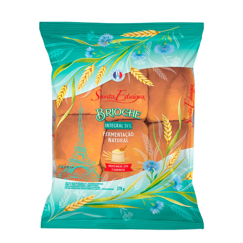 PÃO MINI BRIOCHE SANTA EDWIGES 270GR INTEGRAL - CX COM 9 PC