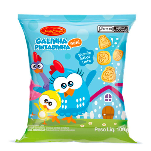 BISCOITO SANTA EDWIGES 100GR GALINHA PINTADINHA LEITE - CX COM 40 PC