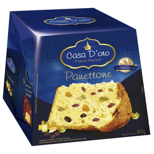 PANETTONE CASA D'ORO 400GR FRUTAS - UNIDADE