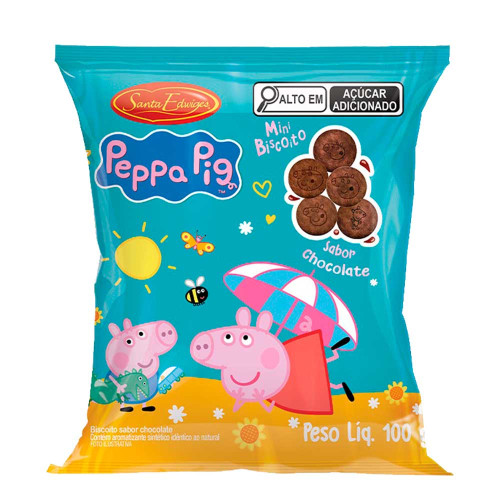BISCOITO AMANTEIGADO SANTA EDWIGES 100GR PEPPA PIG CHOCOLATE -  CX COM 40 PC