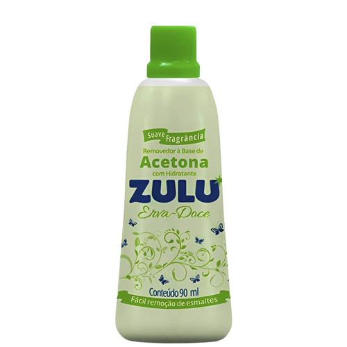 REMOVEDOR À BASE DE ACETONA ZULU 90ML ERVA DOCE - CX COM 12 UN