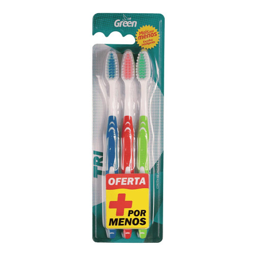 ESCOVA DENTAL ADULTO TRI GREEN C/03 MACIA - PC COM 12 UN