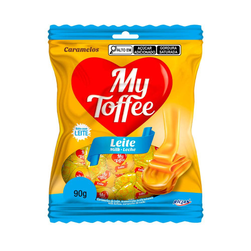 BALA MY TOFFEE RECHEADA 90GR LEITE - CX COM 15 UN