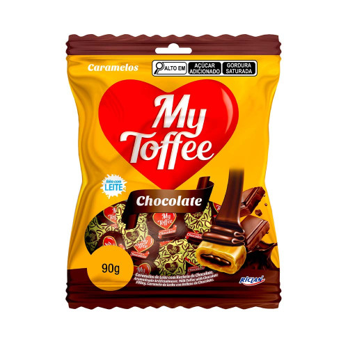 BALA MY TOFFEE RECHEADA 90GR LEITE COM CHOCOLATE - CX COM 15 UN