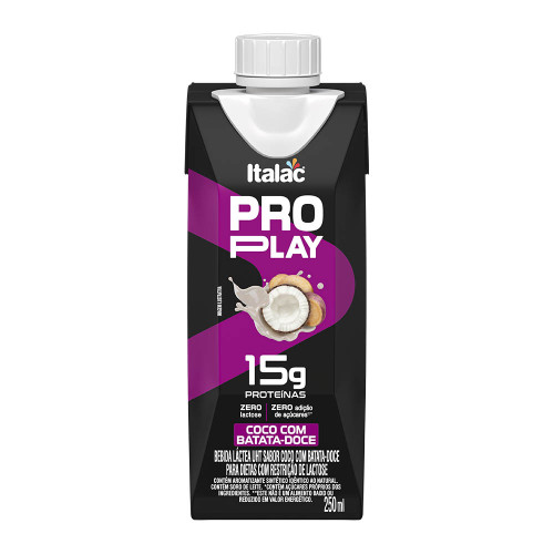 BEBIDA LÁCTEA ZERO PRO PLAY ITALAC 250ML COCO COM BATATA-DOCE - CX COM 12 UN