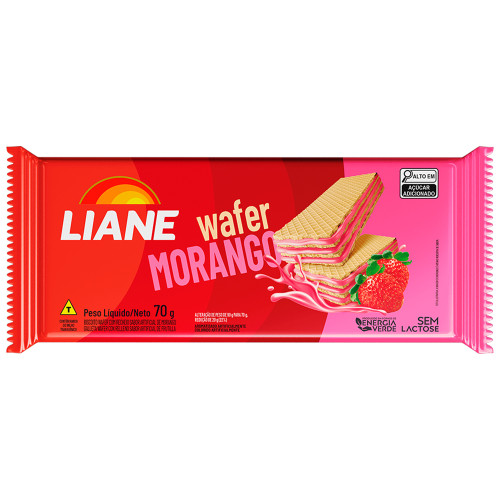 BISCOITO WAFER LIANE 70GR MORANGO - CX COM 40 UN