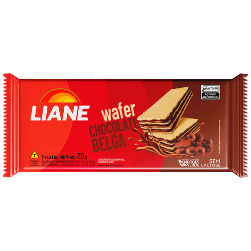 BISCOITO WAFER LIANE 70GR CHOCOLATE BELGA - CX COM 40 UN