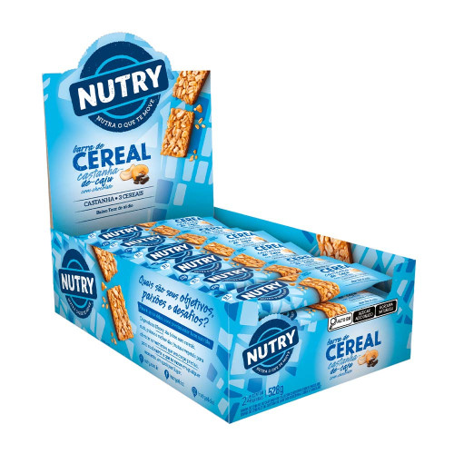 BARRA DE CEREAL NUTRY 22GR CASTANHA-DE-CAJU COM CHOCOLATE - DP COM 24 UN