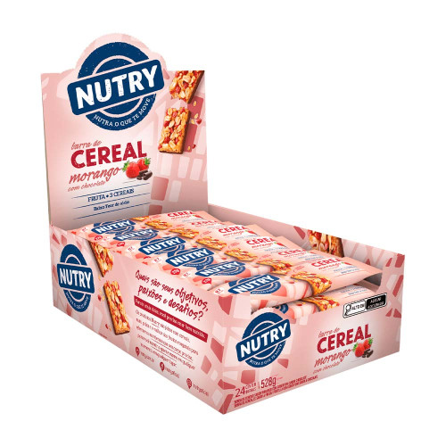 BARRA DE CEREAL NUTRY 22GR MORANGO COM CHOCOLATE - DP COM 24 UN