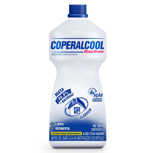 ÁLCOOL COPERALCOOL 46º GRAUS 1 LITRO CLÁSSICO - CX COM 12 UN