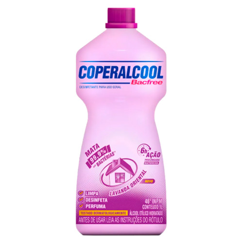 ÁLCOOL COPERALCOOL 46º GRAUS 1 LITRO LAVANDA ORIENTAL - CX COM 12 UN