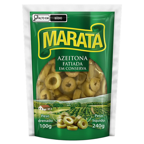 AZEITONA VERDE MARATÁ SACHÊ 240GR FATIADA - CX COM 12 UN