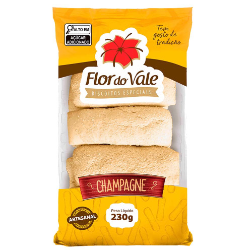 BISCOITO FLOR DO VALE ARTESANAL 230GR CHAMPAGNE - CX COM 18 PC