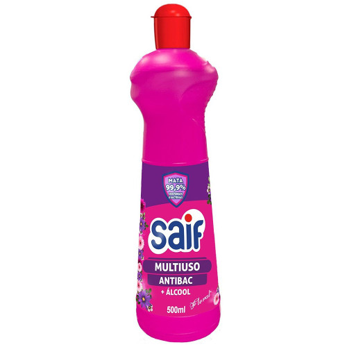 MULTIUSO ANTIBAC + ÁLCOOL SAIF FLORAL 500ML - CX COM 12 UN