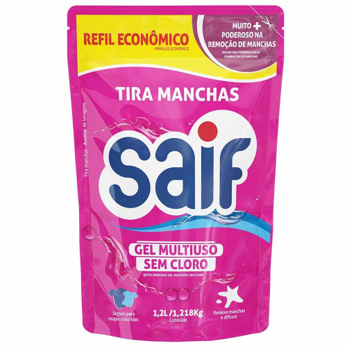 TIRA MANCHAS GEL MULTIUSO SEM CLORO SAIF 1,2 LITRO - CX COM 12 UN