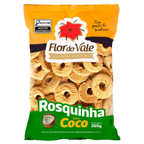 ROSQUINHA FLOR DO VALE 300GR COCO - CX COM 12 UN