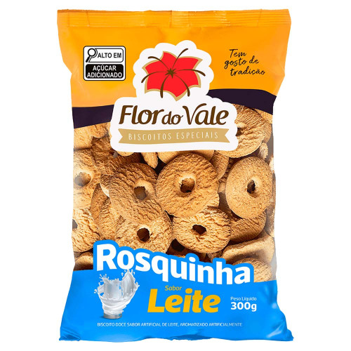 ROSQUINHA FLOR DO VALE 300GR LEITE - CX COM 12 UN