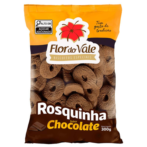 ROSQUINHA FLOR DO VALE 300GR CHOCOLATE - CX COM 12 UN