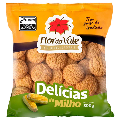 BISCOITO FLOR DO VALE 300GR DELÍCIAS DE MILHO - CX COM 12 UN