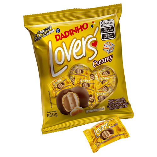 BOMBOM DADINHO LOVERS 660GR CREAMY AO LEITE - UNIDADE