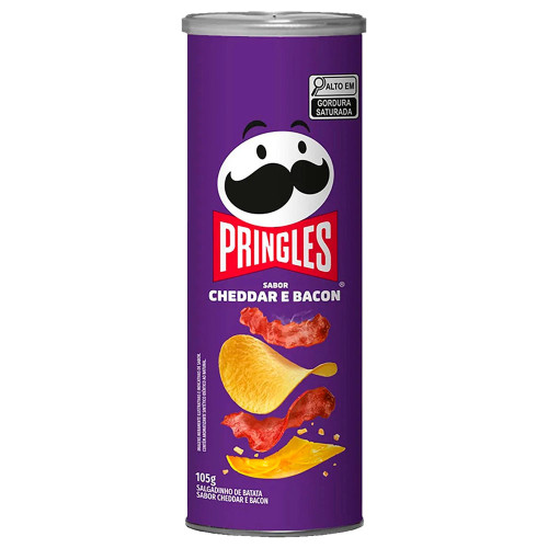 BATATA CHIPS PRINGLES 105GR  CHEDDAR/BACON- CX COM 18 UN