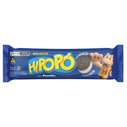 BISCOITO RECHEADO HIPOPÓ CORY 80GR BAUNILHA - CX COM 36 UN