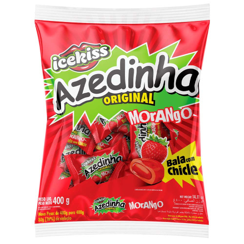 BALA DURA CHICLE ICEKISS CORY 400GR AZEDINHA MORANGO - UNIDADE