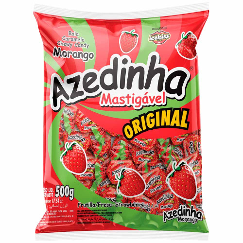 BALA MASTIGÁVEL ICEKISS AZEDINHA MORANGO 500GR - UNIDADE