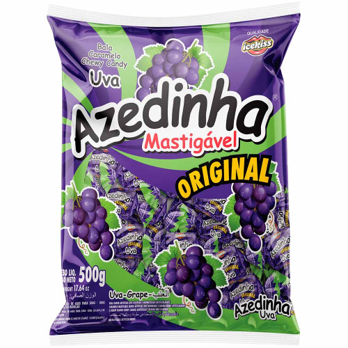BALA MASTIGÁVEL ICEKISS AZEDINHA UVA 500GR - UNIDADE 
