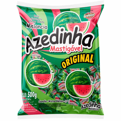BALA MASTIGÁVEL ICEKISS AZEDINHA MELANCIA 500GR - UNIDADE 