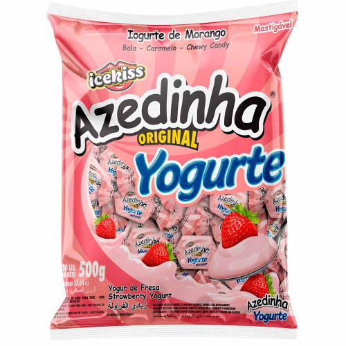 BALA MASTIGÁVEL ICEKISS AZEDINHA YOGURTE 500GR - UNIDADE
