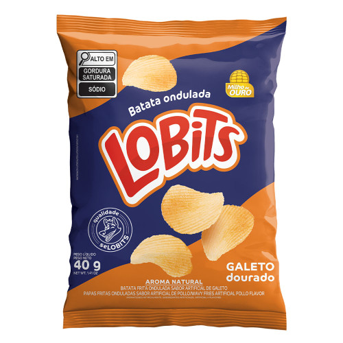 BATATA ONDULADA LOBITS 40GR GALETO DOURADO - CX COM 20 PC
