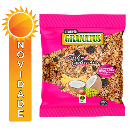 GRANOLA GRANATUS 250GR FRUTAS E CASTANHAS - CX COM 12 PC