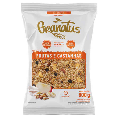 GRANOLA GRANATUS CASTANHA E FRUTAS 800GR - CX COM 12 PC