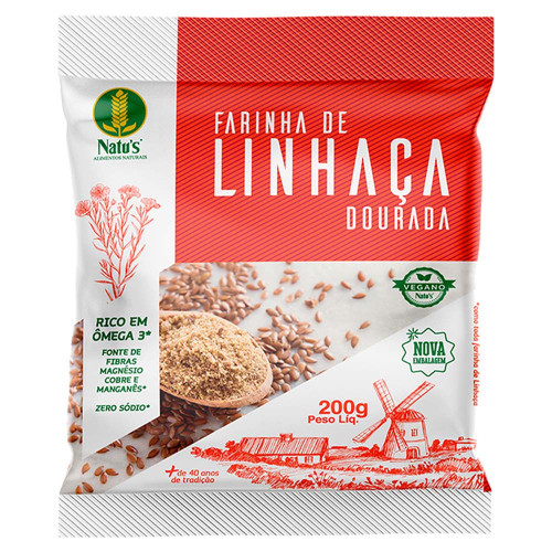 FARINHA DE LINHAÇA DOURADA NATUS 200GR - FD COM 15 PC