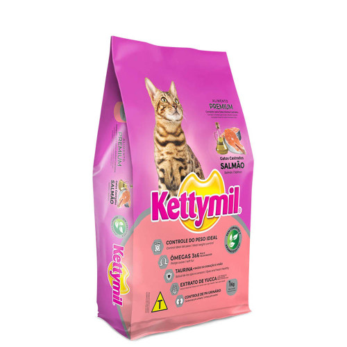 RAÇÃO KETTYMIL GATOS CASTRADOS 1 KILO SABOR SALMÃO - UNIDADE