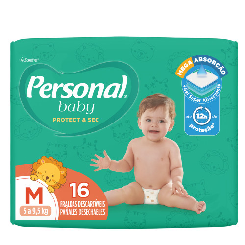 FRALDA PERSONAL SOFT PROTECT & SEC JUMBINHO C/ 16UN TAMANHO M - FD COM 12 PC