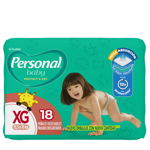 FRALDA PERSONAL BABY PROTECT & SEC C/ 18UN EXTRA GRANDE XG - FD COM 12 PC
