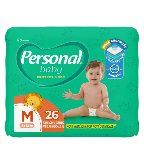 FRALDA PERSONAL BABY PROTECT & SEC C/ 26UN TAMANHO M - FD COM 12 PC