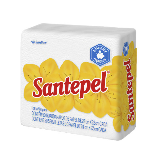 GUARDANAPO SANTEPEL 22X24CM 50 FOLHAS - PC COM 16 UN