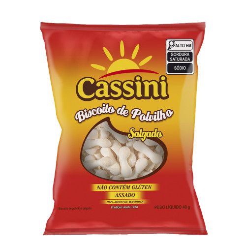 BISCOITO DE POLVILHO PALITO CASSINI 40GR SALGADO - CX COM 60 PC