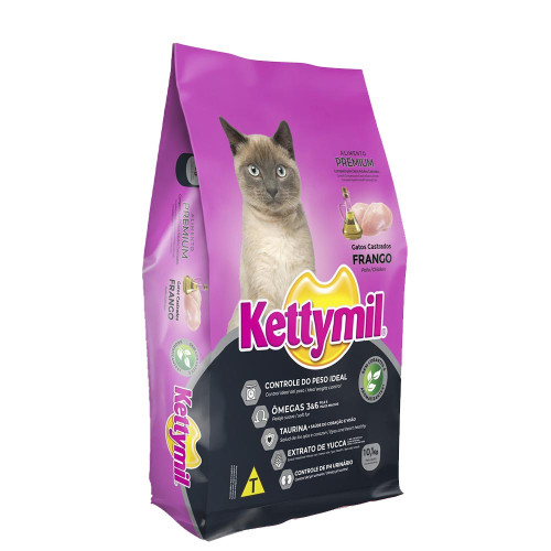 RAÇÃO KETTYMIL GATOS CASTRADOS 10,1 KILOS SABOR FRANGO - UNIDADE