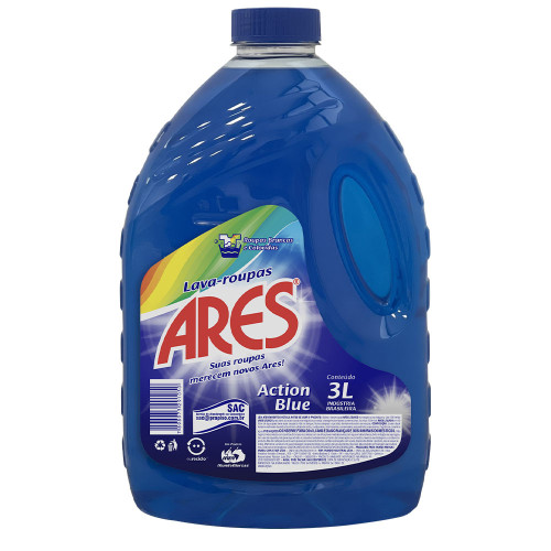 LAVA ROUPAS LÍQUIDO ARES 3 LITROS BLUE - CX COM 4 UN