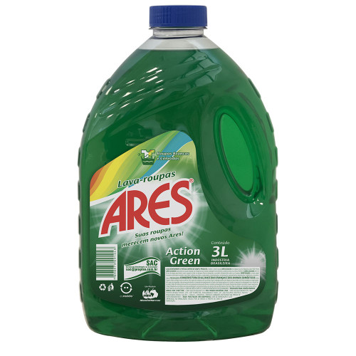 LAVA ROUPAS LÍQUIDO ARES 3 LITROS GREEN - CX COM 4 UN