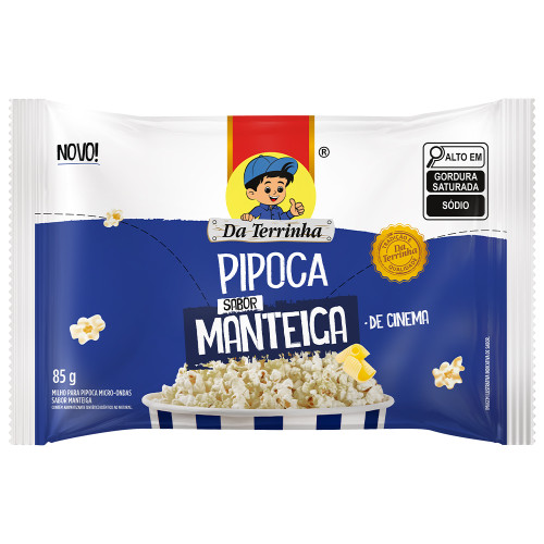 PIPOCA PARA MICRO-ONDAS MANTEIGA DE CINEMA DA TERRINHA 85GR - CX COM 24 UN
