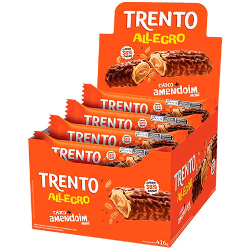 CHOCOLATE TRENTO PECCIN ALLEGRO 26GR CHOCO + AMENDOIM - DP COM 16 UN