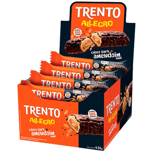 CHOCOLATE TRENTO PECCIN ALLEGRO 26GR CHOCO DARK + AMENDOIM - DP COM 16 UN