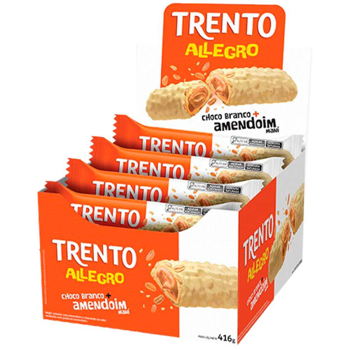 CHOCOLATE TRENTO PECCIN ALLEGRO 26GR CHOCO BRANCO + AMENDOIM - DP COM 16 UN