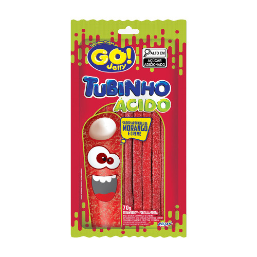 TUBES TUBINHO ÁCIDO GO JELLY 70GR MORANGO CÍTRICO - CX COM 12 UN