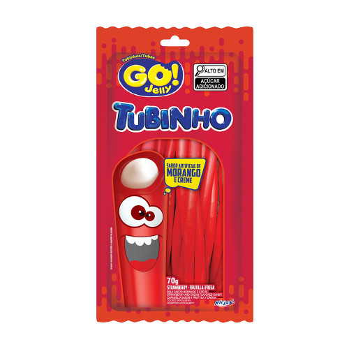 TUBES TUBINHO GO JELLY 70GR MORANGO - CX COM 12 UN